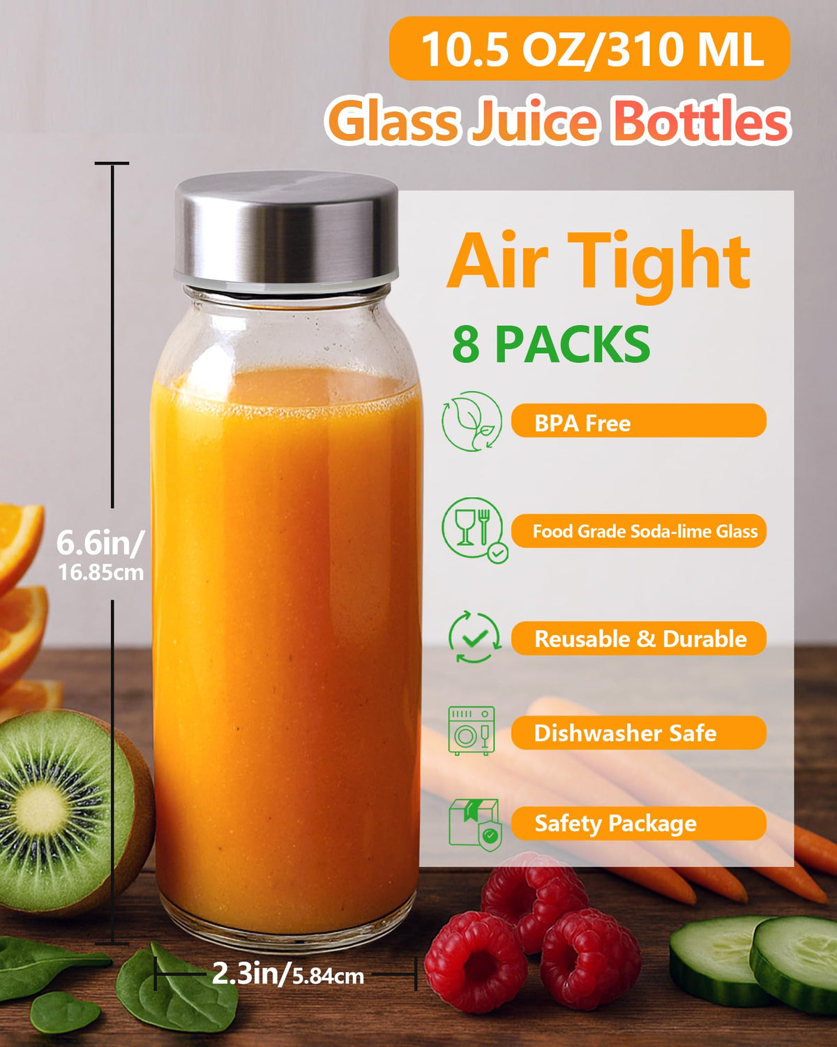 Zukro 10.5 oz juice bottle pack for convenient daily hydration