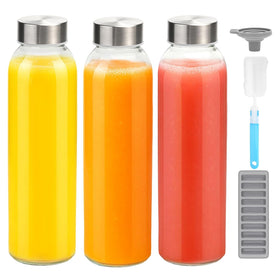 Zukro 18 oz glass juice bottle with lid, BPA-free for fresh drinks on the go.