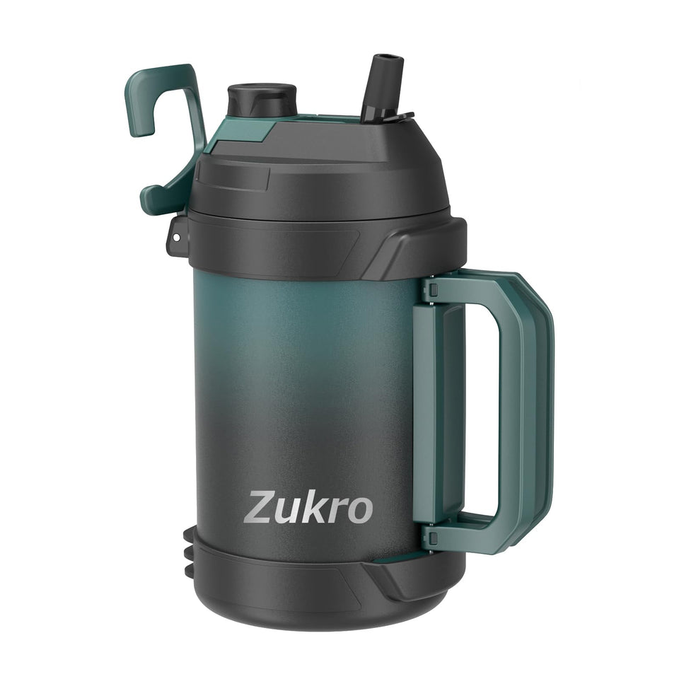 Zukro 1 gallon bottle with flip straw for easy on the go hydration.