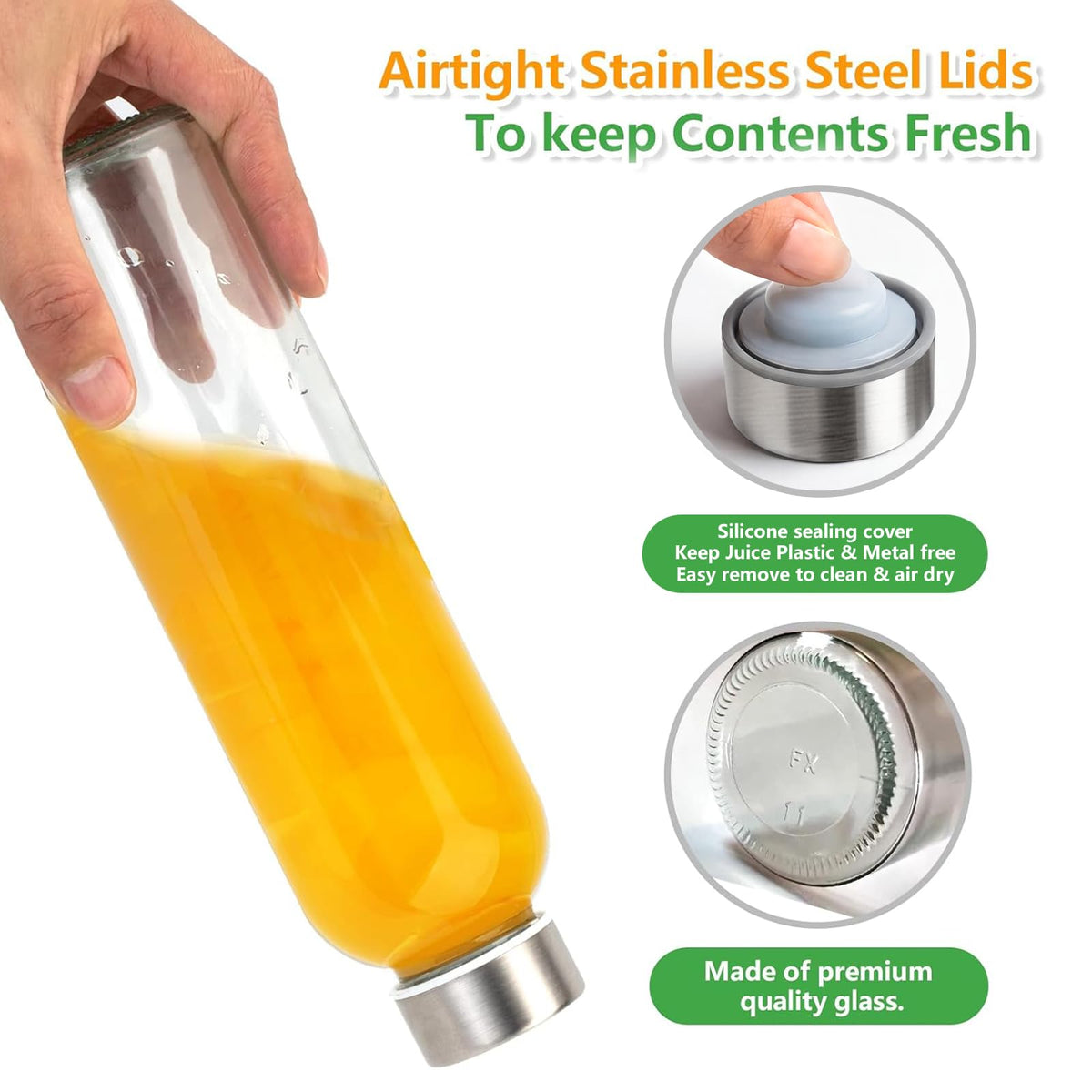 Zukro bottle with stainless steel lid seals air-tight freshness
