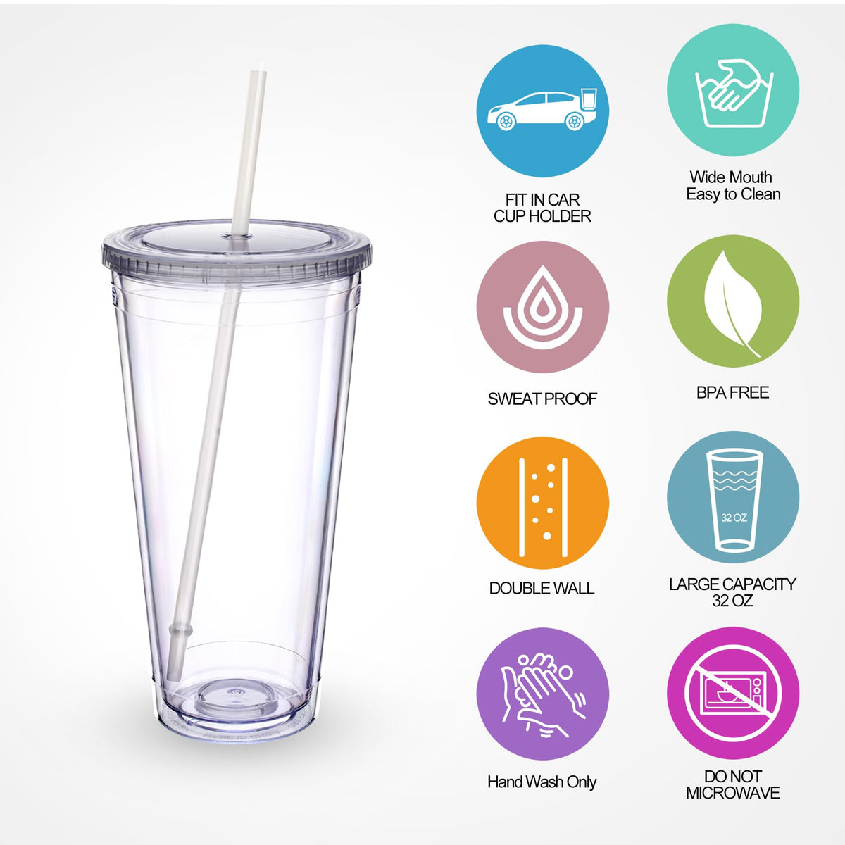 Zukro crystal-clear tumbler body showcases beverage visuals for iced drinks.