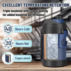 Zukro 128 oz jug with double wall insulation to keep drinks cool.