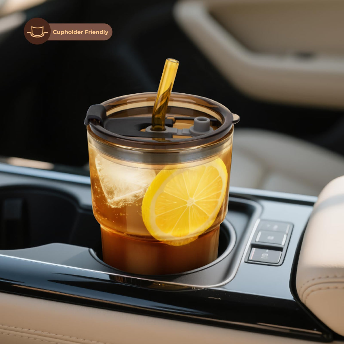 Zukro amber-tinted glass enhances home, office, or travel aesthetics