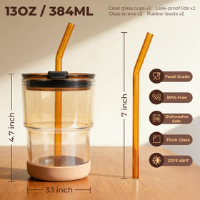 Zukro gift-ready amber glass cups in a 2-pack