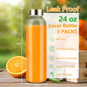 Zukro glass bottle 24oz with clear body shows contents at a glance