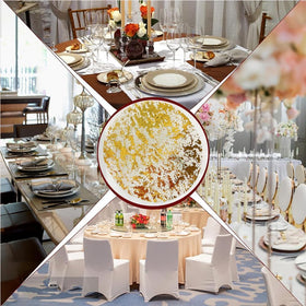 Zulaniu gold charge placemats suit birthdays, anniversaries, and holiday gatherings.