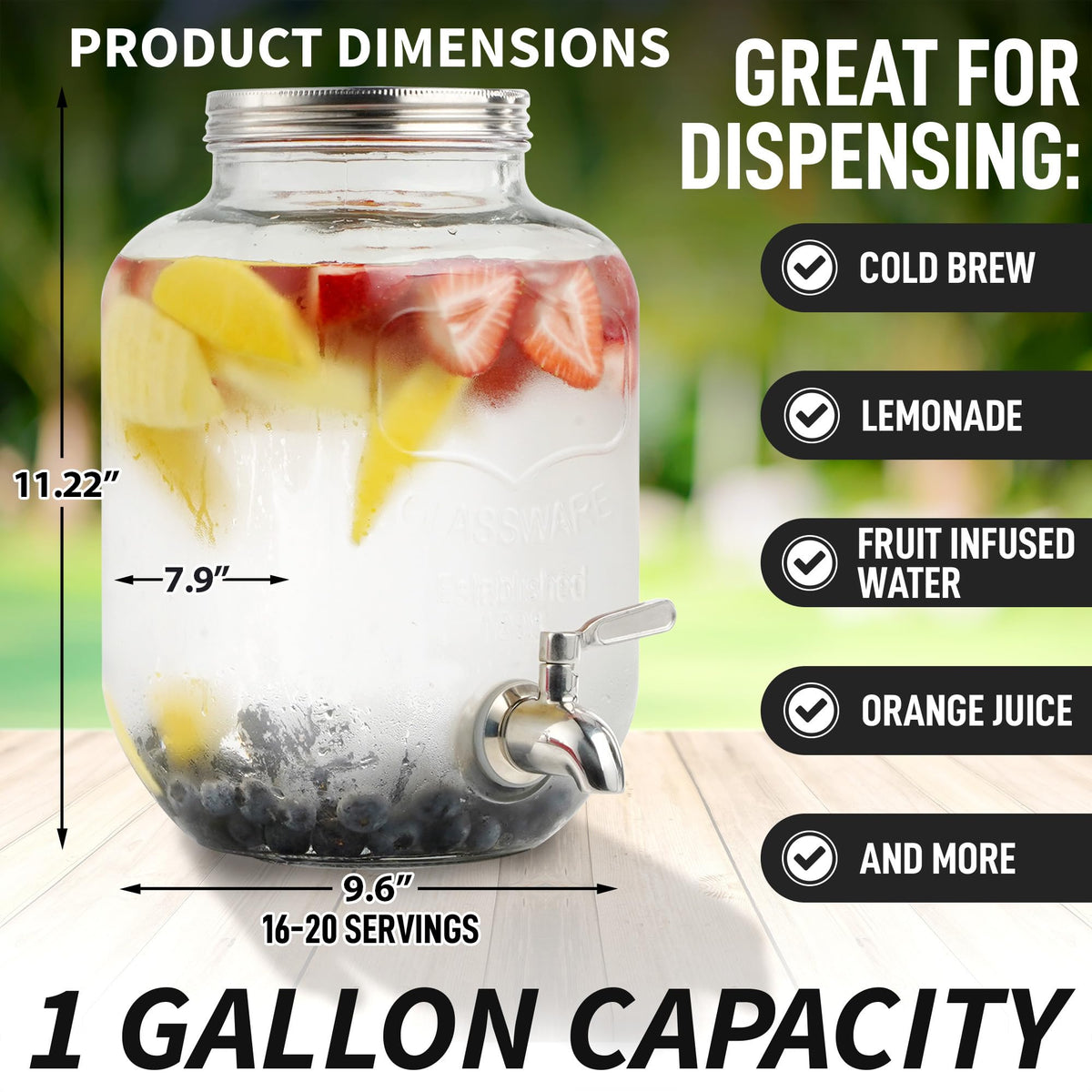 Zulay Cold Brew 1-Gallon Pitcher lid keeps brew fresh and protected.