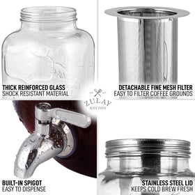 Zulay Cold Brew Pitcher suitable for iced coffee and sun tea in the fridge.