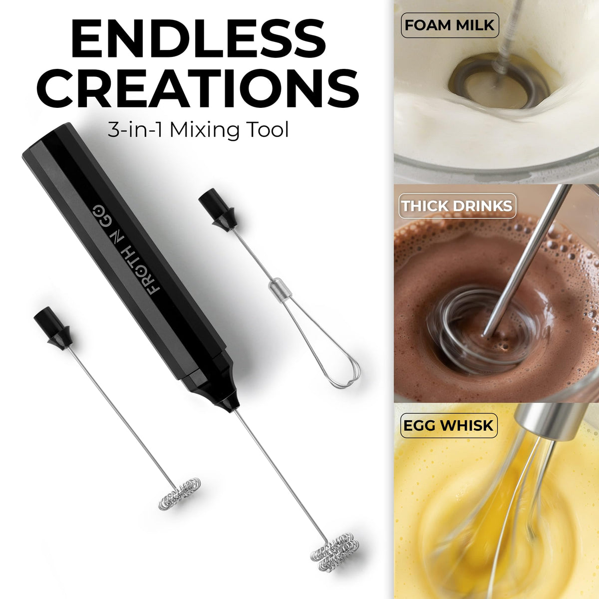 Zulay Froth N Go egg beater attachment blends mixes smoothly