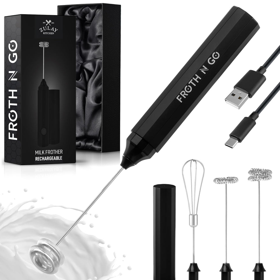 Zulay Froth N Go milk frother foam creation for cafe-quality lattes at home