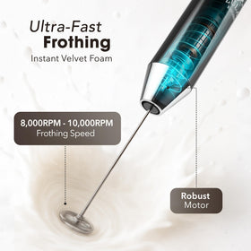 Zulay Kitchen 2000mAh battery powers cordless frothing for quick drinks.
