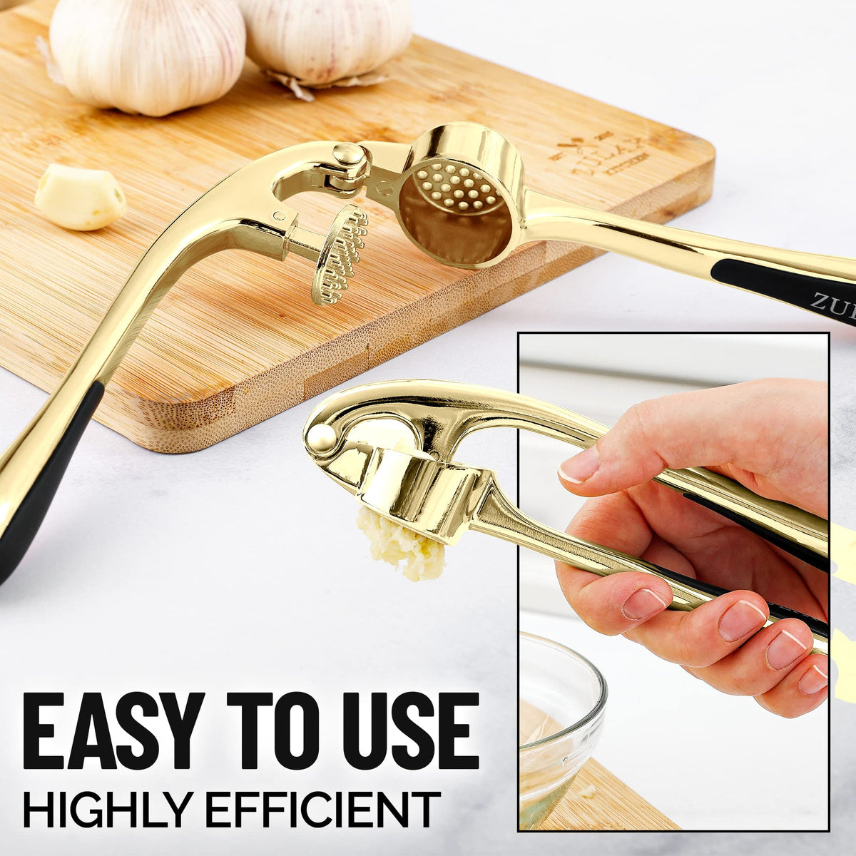 Zulay Kitchen 3-piece garlic mincer tool for versatile grinding and paste making.