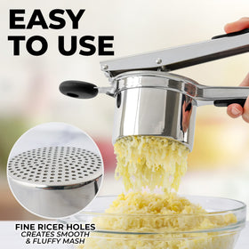 Zulay Kitchen 3mm-hole ricer for smooth, lump-free potatoes.