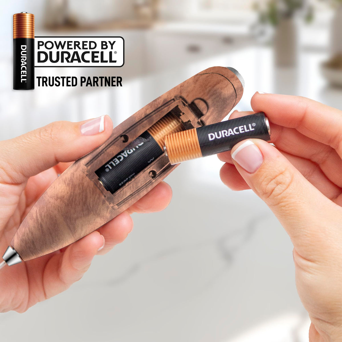 Zulay Kitchen four AA batteries included powering cordless frother