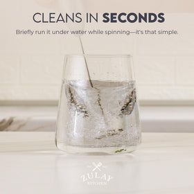 Zulay Kitchen easy-clean frother cleans fast under running water.