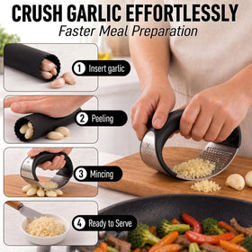 Zulay Kitchen black non-slip grip ensures comfortable use during pressing.