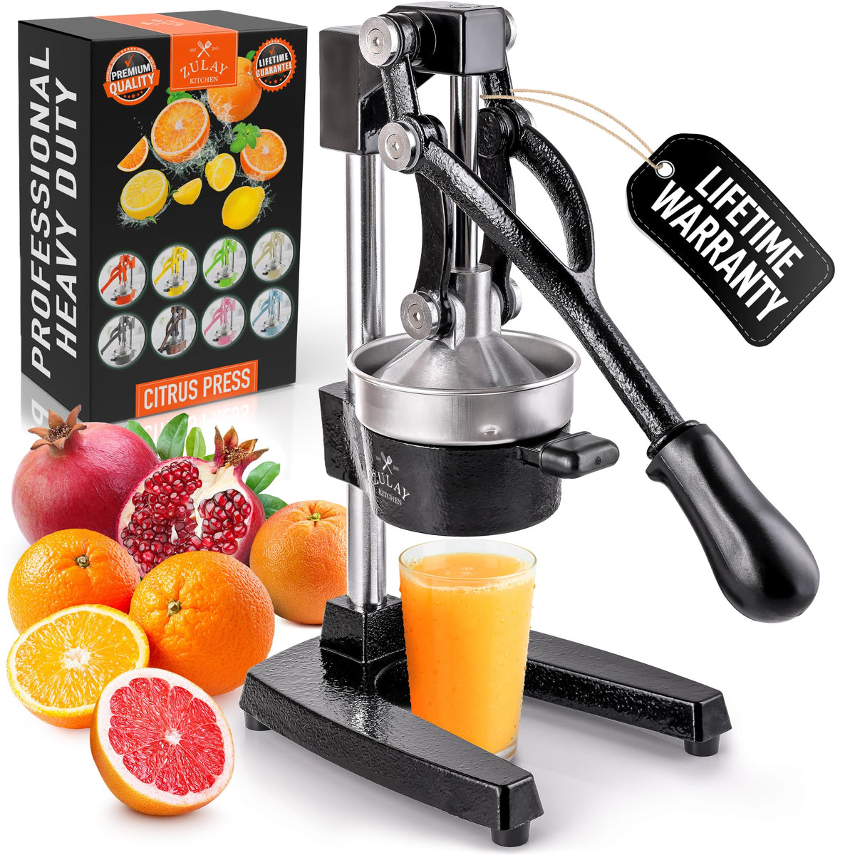Zulay Kitchen cast iron juicer bowl — generous 5-inch surface for lemons, limes, and oranges.