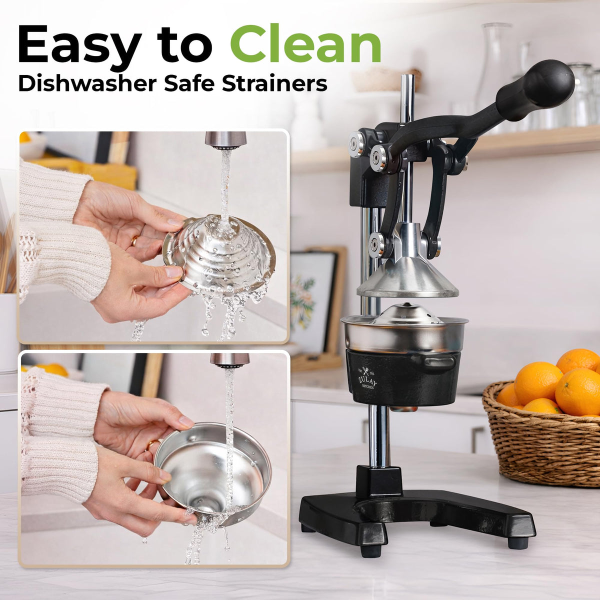 Zulay Kitchen cast iron juicer durable construction — built to last through heavy daily use.