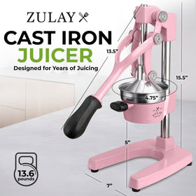 Zulay Kitchen cast-iron juicer lever arm for effortless extraction.