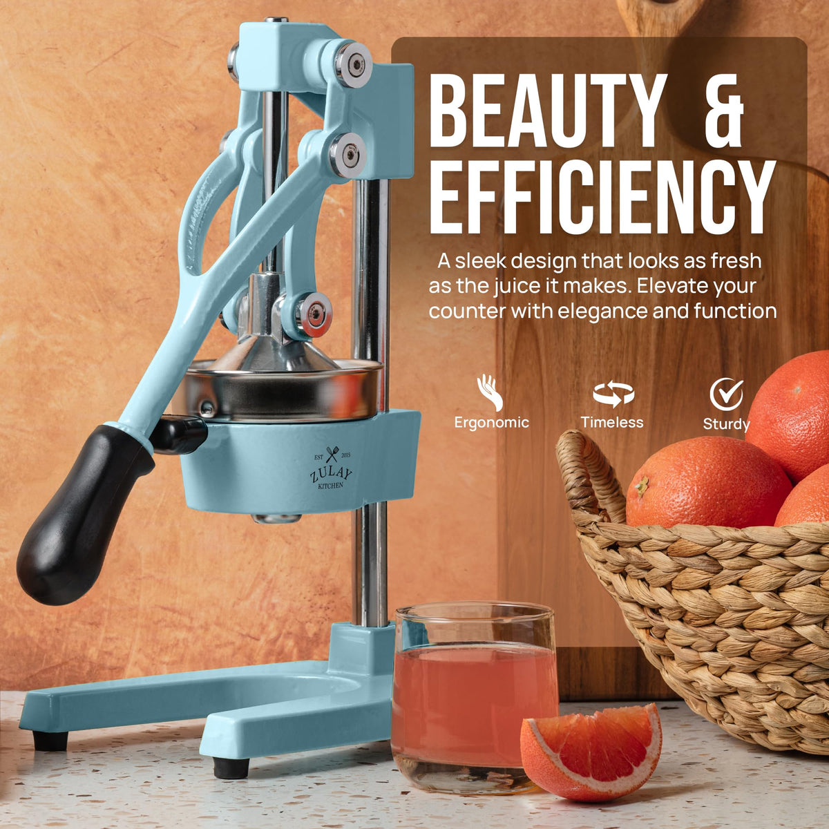 Zulay Kitchen blue durability shot showcases heavy-duty cast-iron build