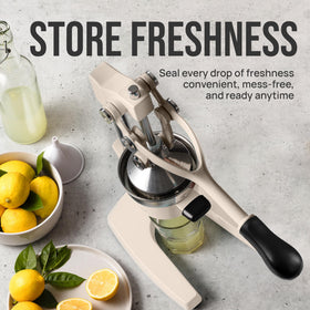 Zulay Kitchen in-use shot illustrates quick, manual citrus pressing