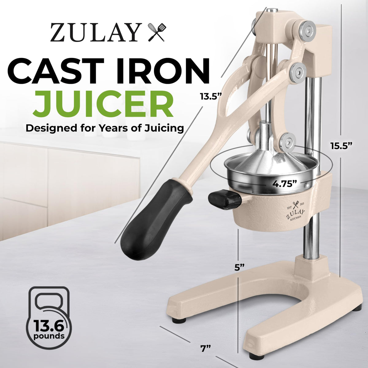 Zulay Kitchen lever-action squeezer demonstrates easy, heavy-duty juice extraction