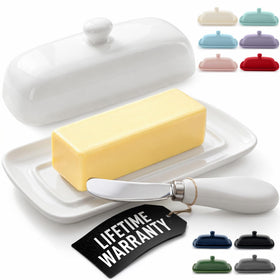 Zulay Kitchen ceramic butter dish with lid for easy spreading and tidy storage