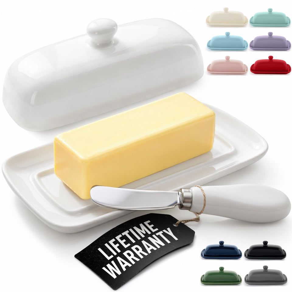 Zulay Kitchen ceramic butter dish with lid for easy spreading and tidy storage