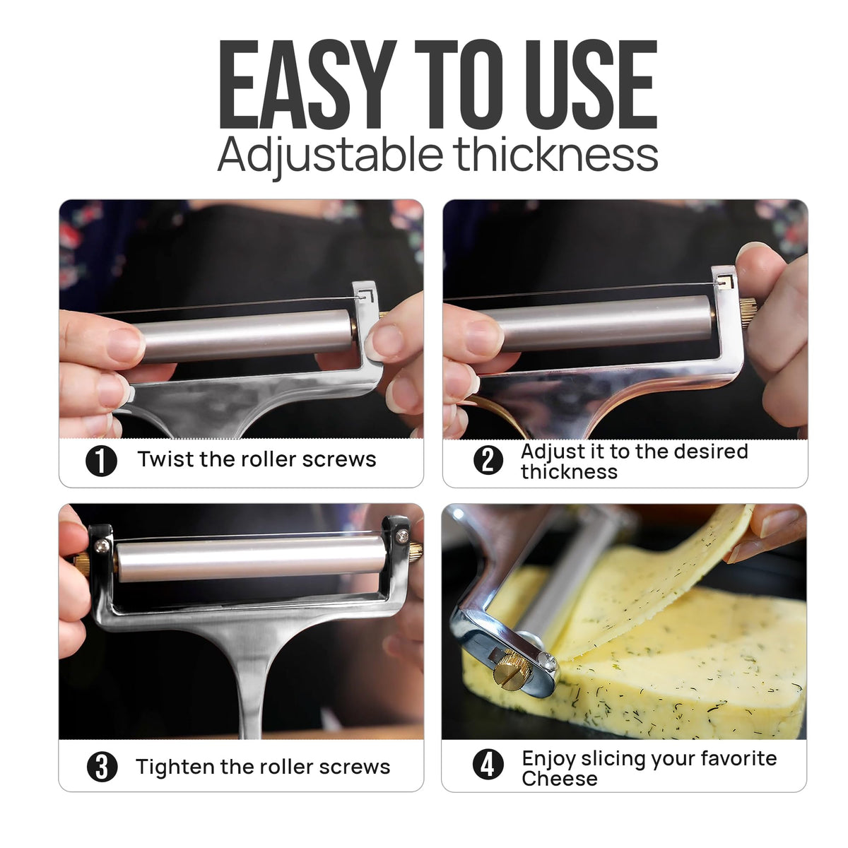 Zulay Kitchen charcuterie-board-ready slicing setup on a cheese board.
