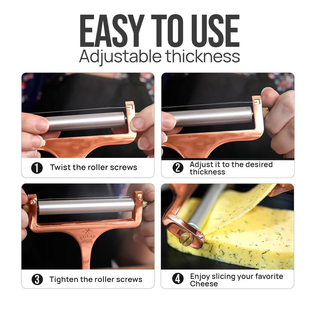 Zulay Kitchen display mozzarella slices on a polished charcuterie board.