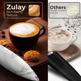 Zulay Kitchen dairy-free milk foaming with versatile frother for almond or oat milk.