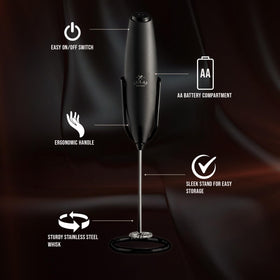 Zulay Kitchen frother works with dairy and non-dairy milks for versatile foam.