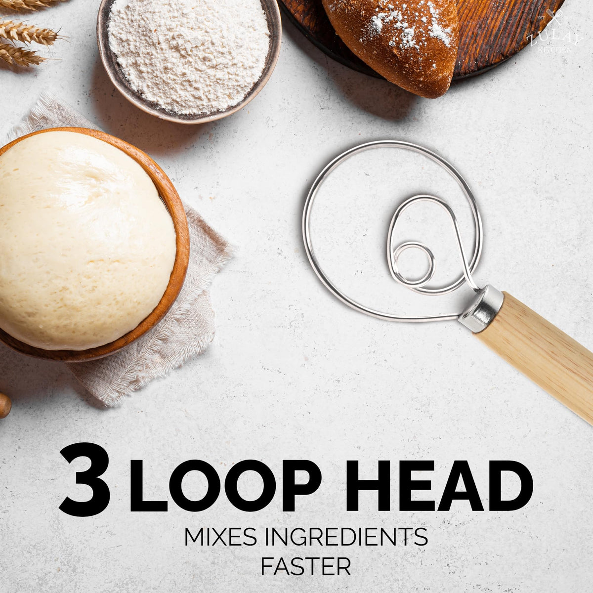 Zulay Kitchen Danish dough whisk dough hook attachment demonstrating flow-through design