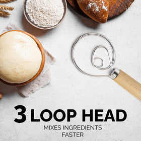 Zulay Kitchen Danish dough whisk dough hook attachment demonstrating flow-through design
