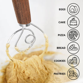 Zulay Kitchen large 13-inch Danish whisk ideal for bread, batter, and pastry prep.