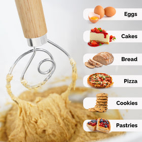 Zulay Kitchen Danish dough whisk flow-through design for even mixing