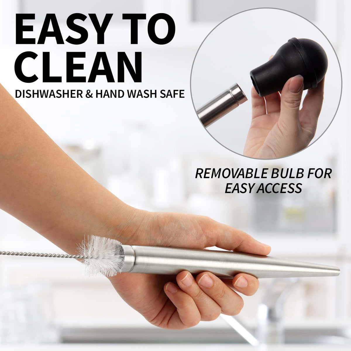Dishwasher-safe baster makes cleanup quick and easy