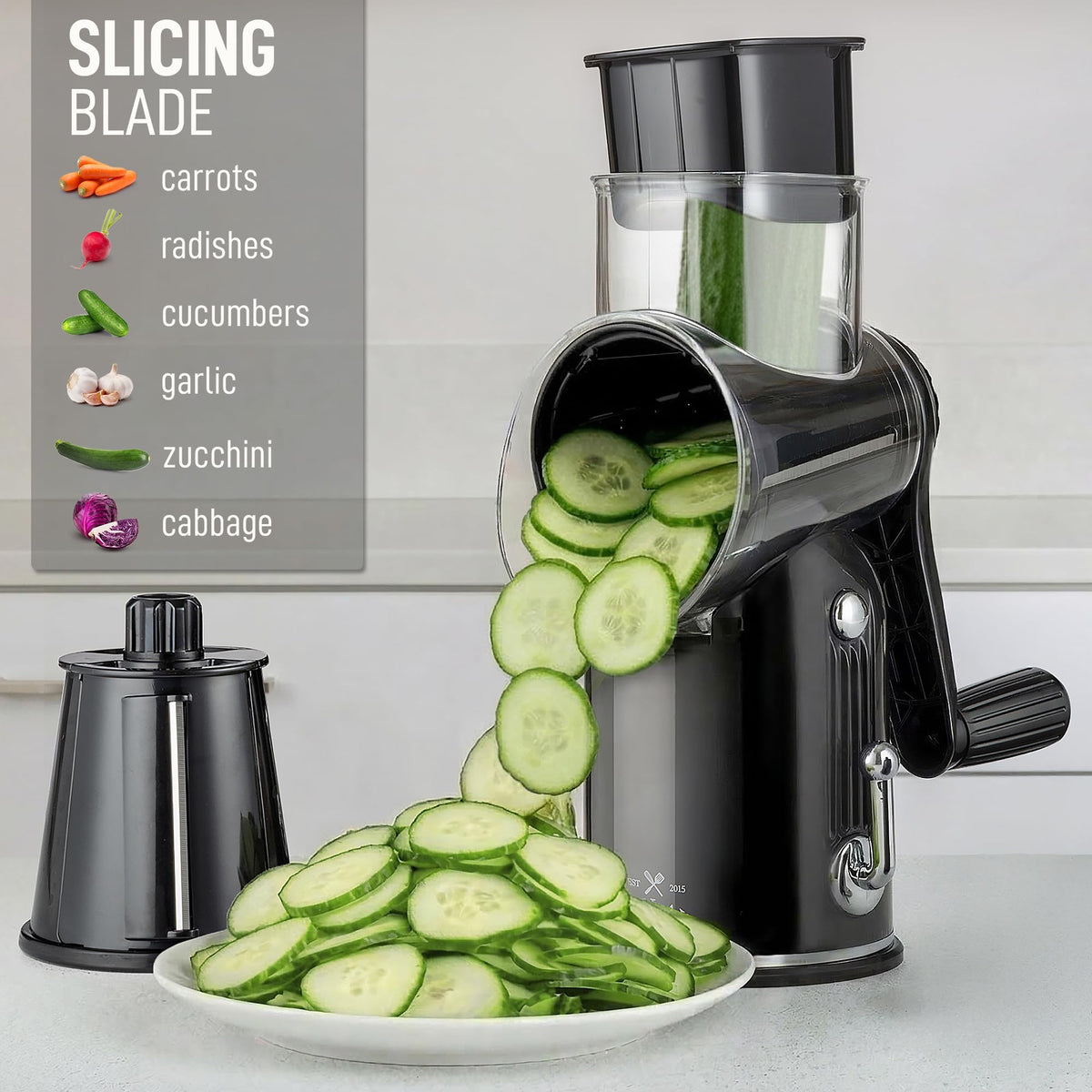 Zulay Kitchen dishwasher-safe blades simplify cleanup after use.