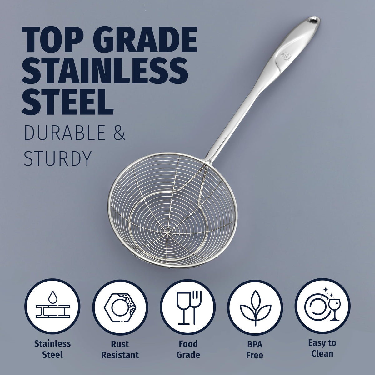 Zulay Kitchen dishwasher-safe cleaning and built-in hanging hole for storage.