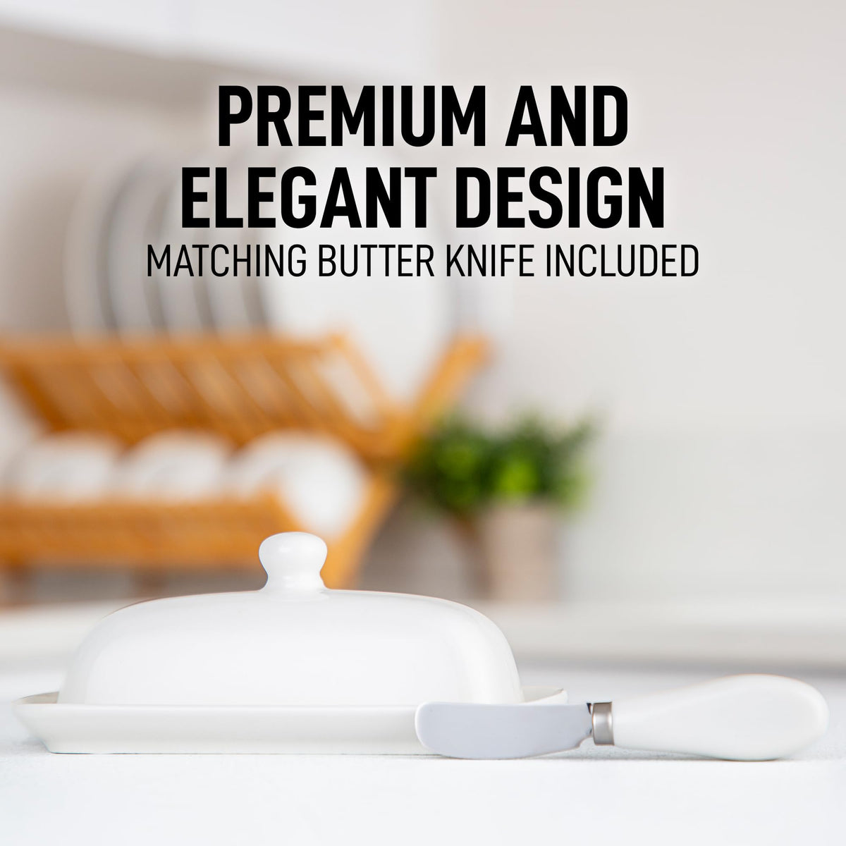 Zulay Kitchen porcelain butter dish is microwave, oven, and dishwasher safe