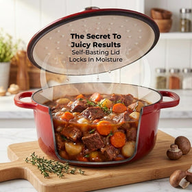 Zulay Kitchen Dutch oven lid with steam seal preserves moisture for tender results