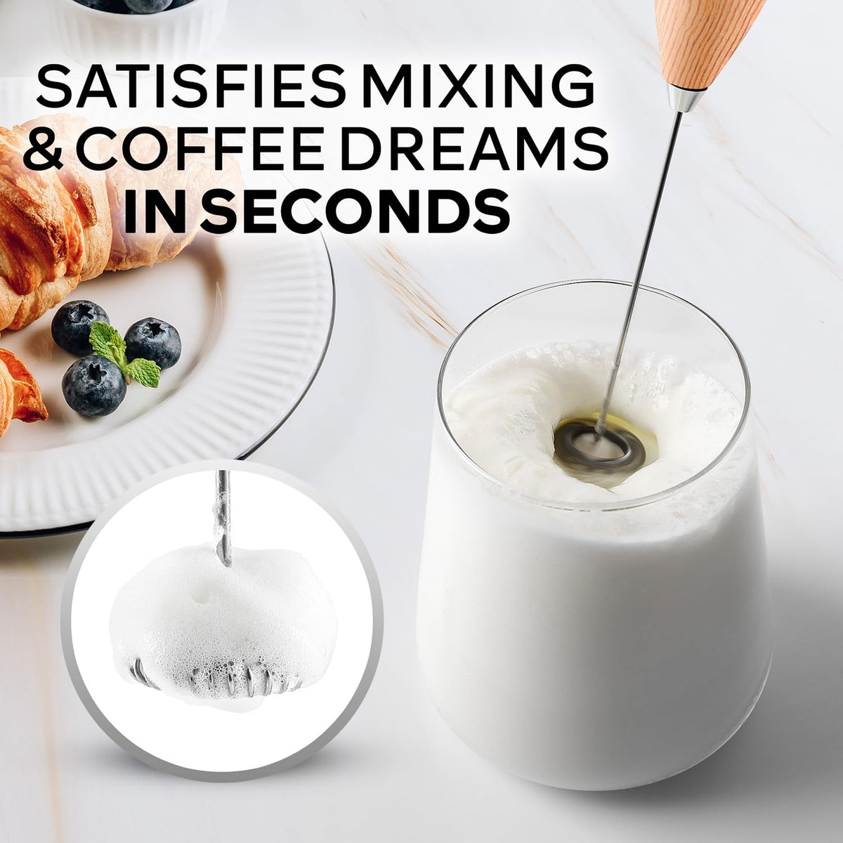 Zulay Kitchen electric foam maker quickly froths milk for hot chocolate and matcha