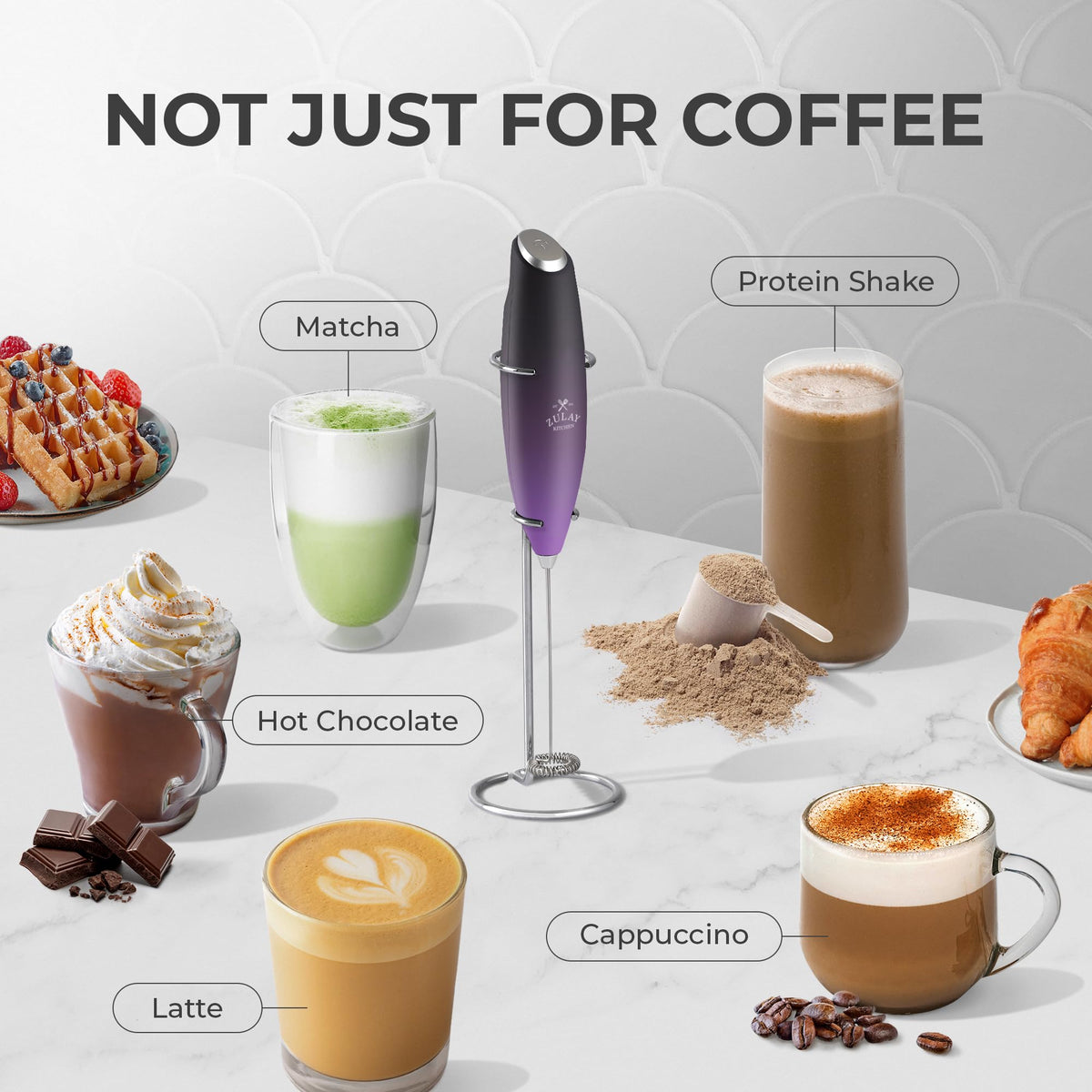 Zulay Kitchen electric foam mixer for coffee blends quickly