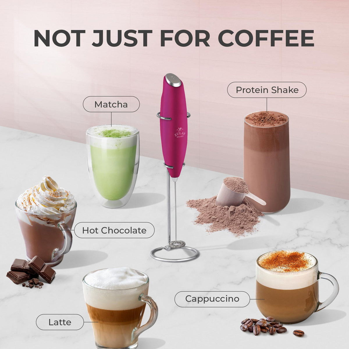 Zulay Kitchen electric whisk for latte and cappuccino foaming