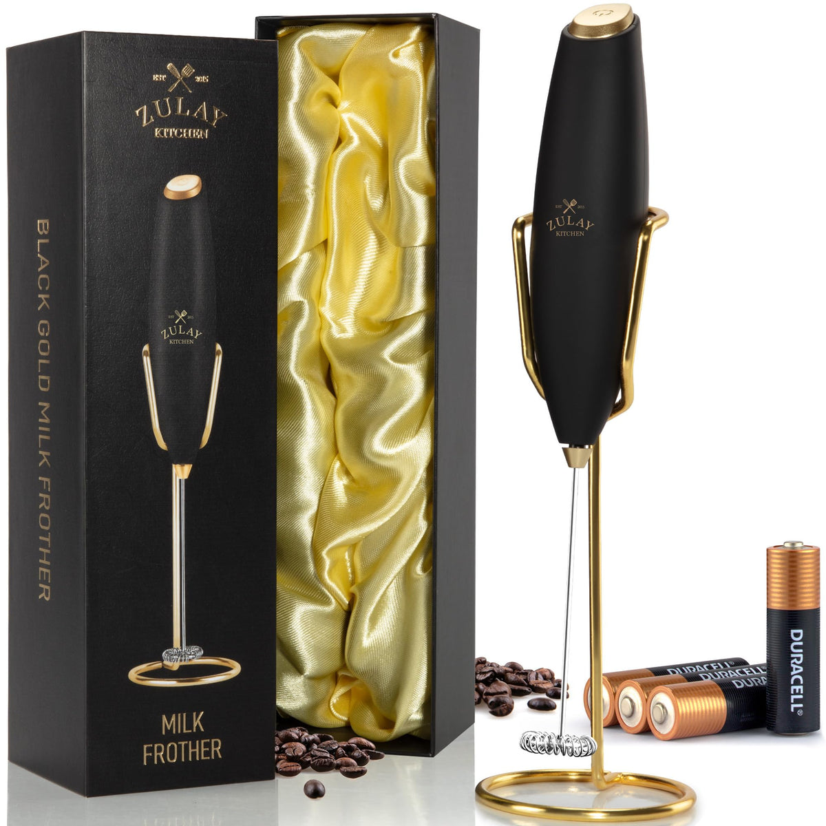 Zulay Kitchen Executive Series Milk Frother in gift box, perfect for thoughtful gifts.