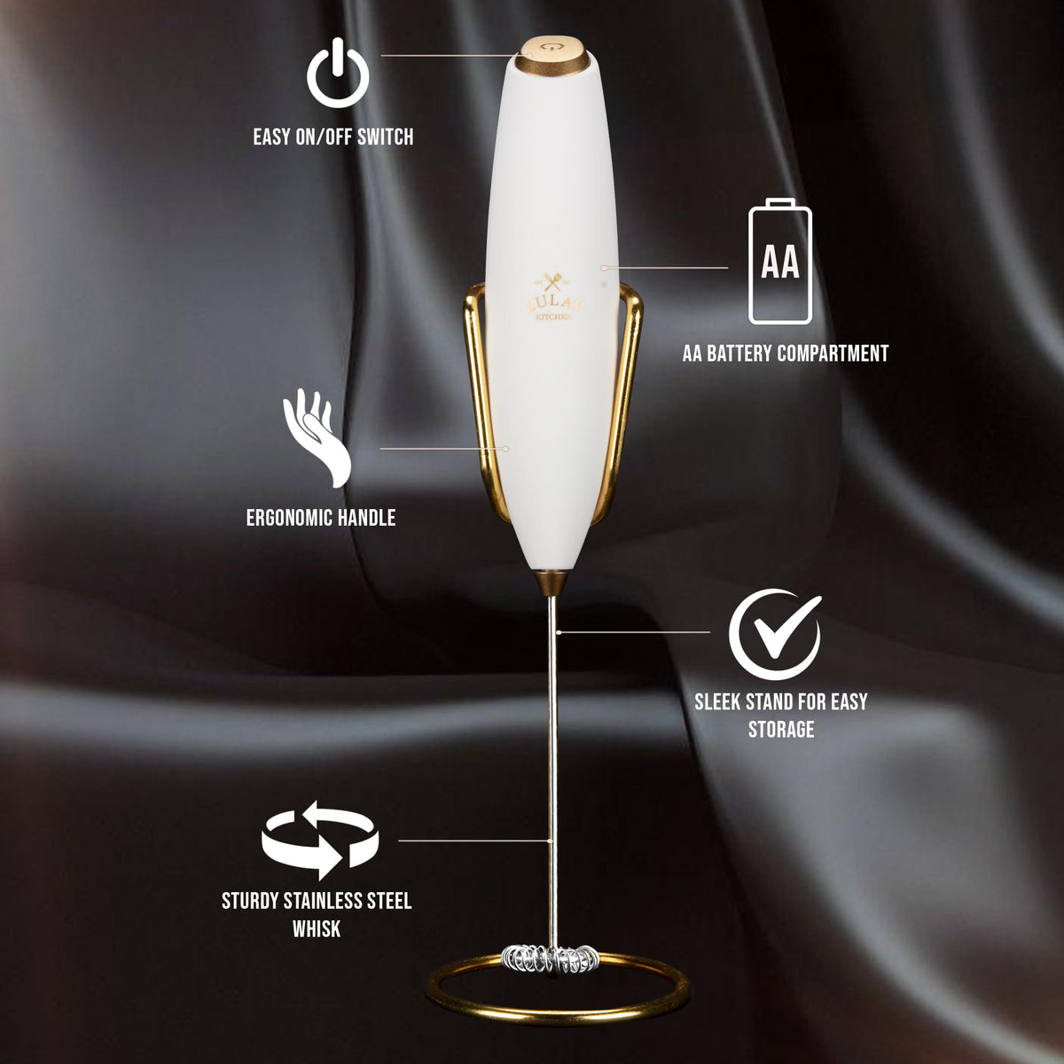 Zulay Kitchen Executive Series frother provides cafe-quality foam for lattes and cappuccinos.