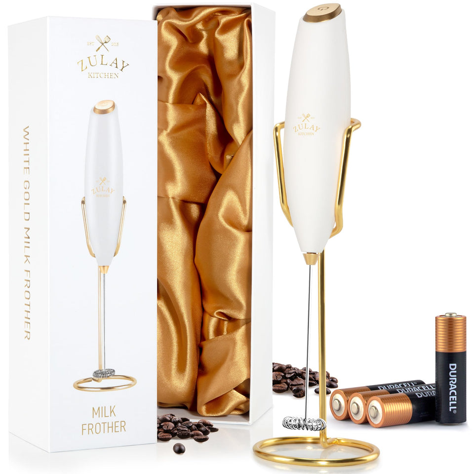 Zulay Kitchen Executive Series Milk Frother in deluxe gift box, ideal for gifting.