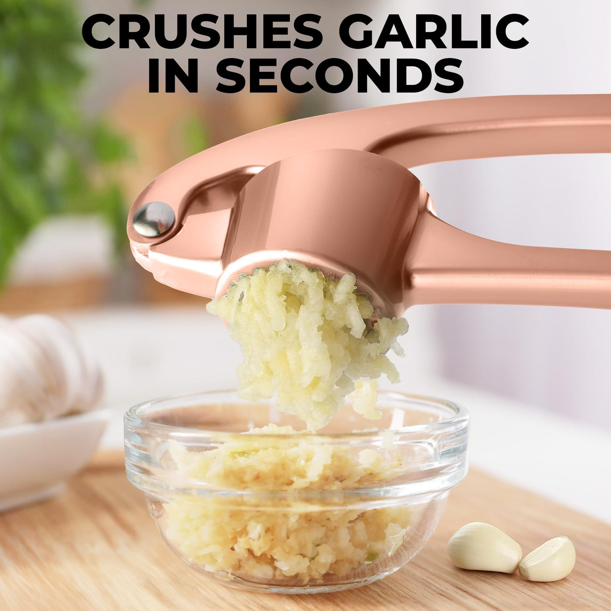 Zulay Kitchen garlic press doubles as ginger and seed crusher for versatility