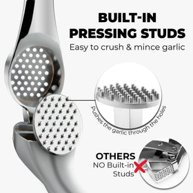 Zulay garlic press brush for easy cleaning after use.