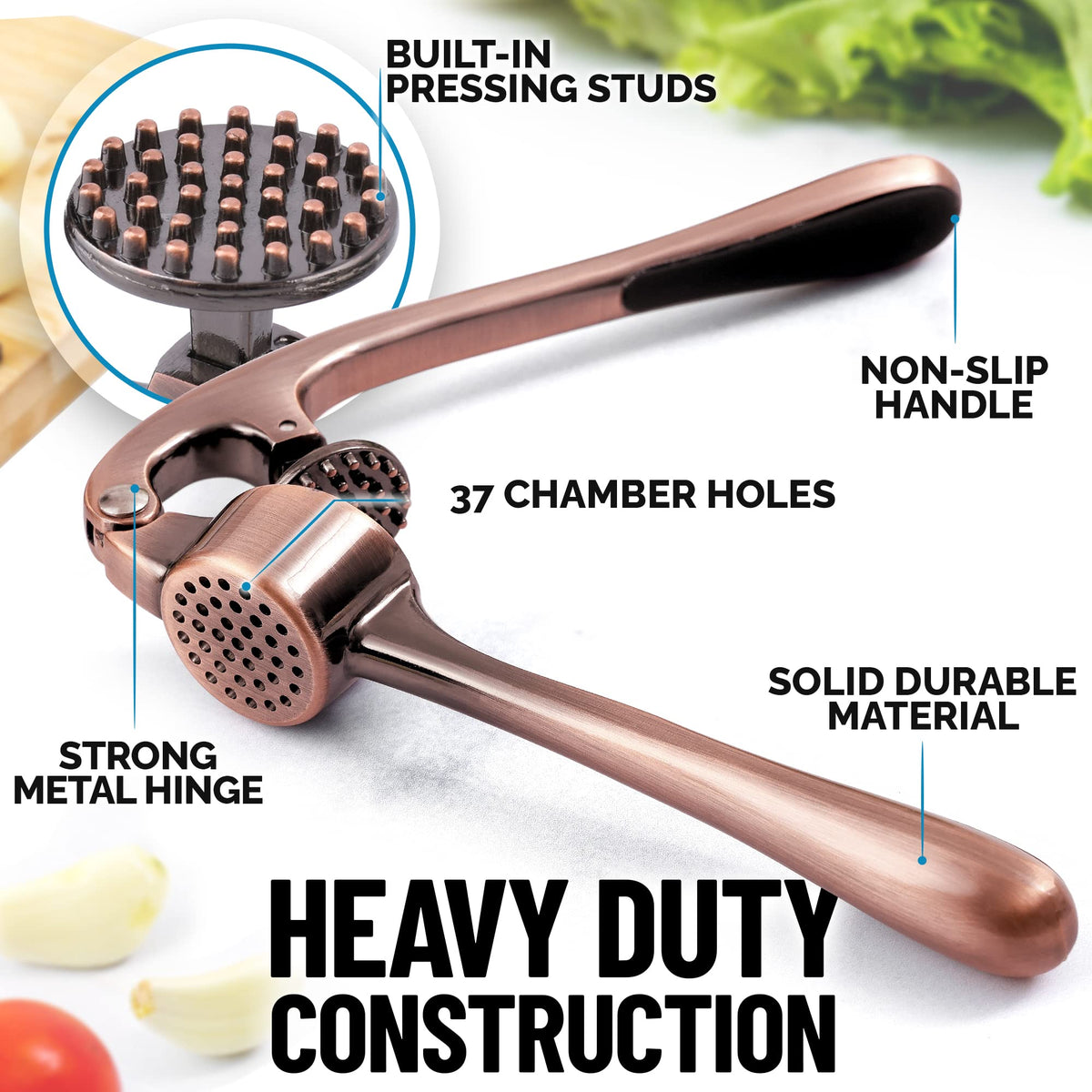 Zulay garlic press with ergonomic handle for effortless squeezing